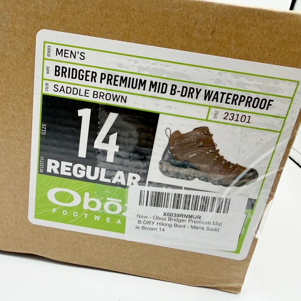 Oboz Bridger Premium Mid B-Dry Hike Size 14 Mens Saddle Brown